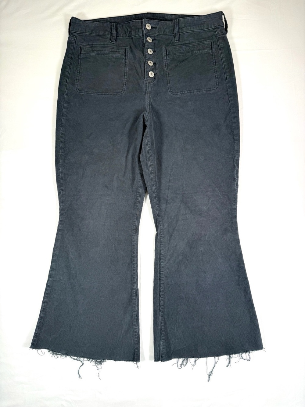 AMERICAN EAGLE High Rise Corduroy Flare Crop Pants Raw Hem Stretch Women’s 16